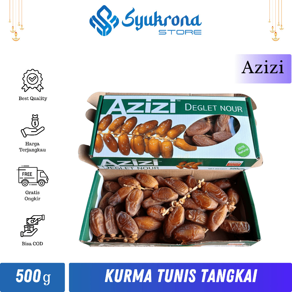 

Azizi Deglet Nour Kurma Tangkai 500g