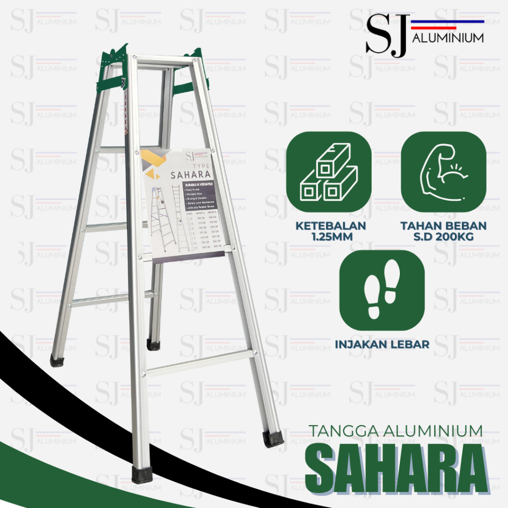 TANGGA SAHARA - Tangga Lipat Aluminium - Tangga Aluminium / Aluminium Ladder - JUMBO Hijau 1,25 M / 