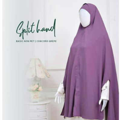 Khadijah Indonesia - Khimar Basic | Non Pet Line Split Hand L | 3in1 | Hijab Syar'i Wanita Muslimah