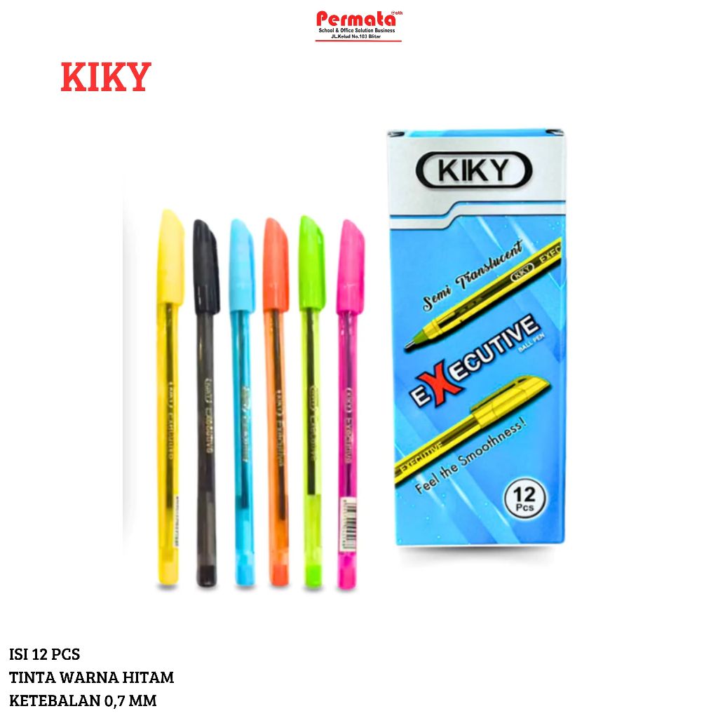 

Pulpen KIKY EXECUTIVE Semi Transparan 0,7 MM Tinta Warna Hitam/Bolpoint KIKY
