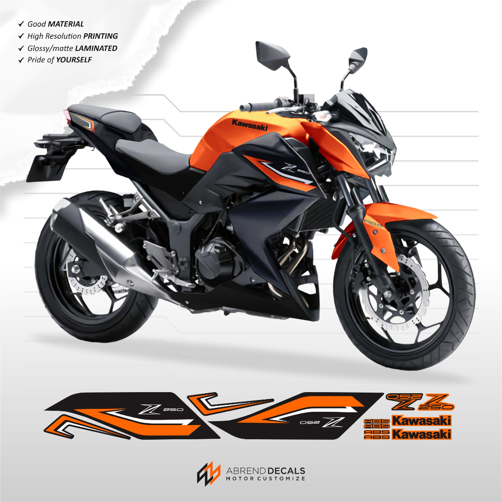 STRIPING NINJA Z250 GRAFIS ORI PRINTING 4 / STIKER MOTOR KAWASAKI NINJA Z 250 LIST VARIASI / STIKER 