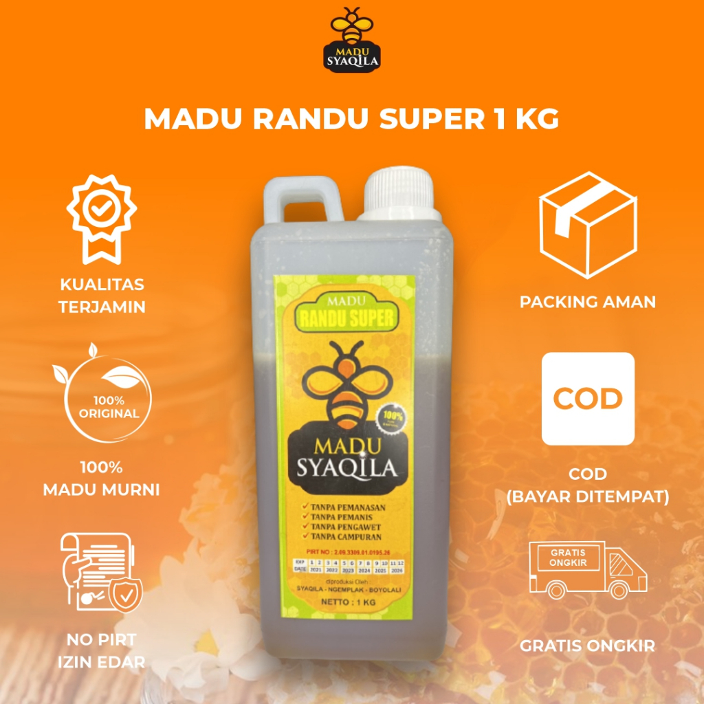 

Madu Syaqila |Madu Randu Super Jaminan Asli 1KG| Madu Murni |Raw Honey | Madu Mentah