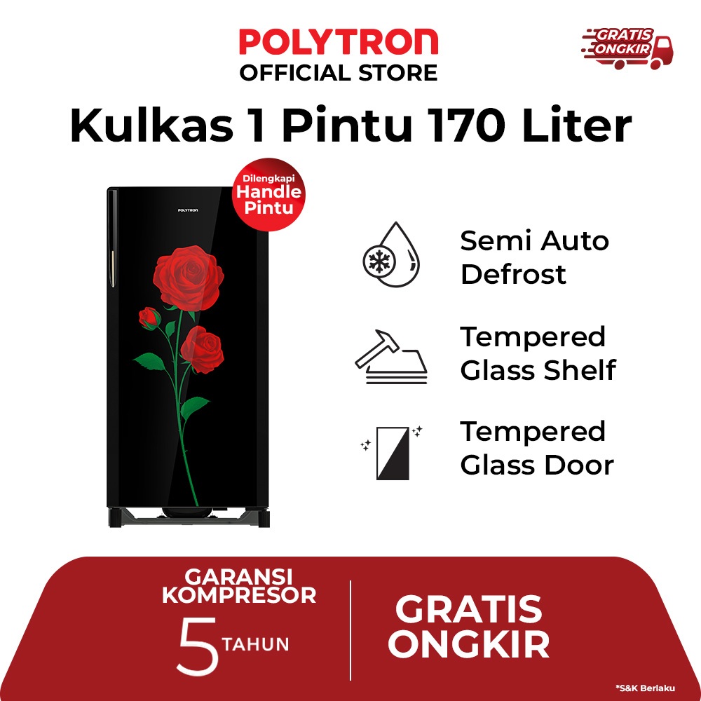 POLYTRON Kulkas 1 Pintu Belleza  Varia 170 liter PRA 17DRX