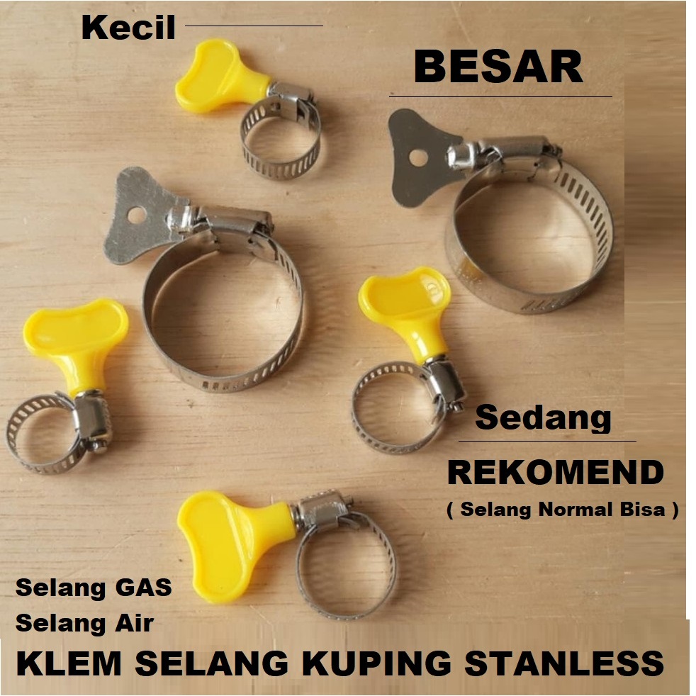 3 Ukuran KLEM Selang KUPING SEDANG - LEBAR - KECIL Kelm Pengaman - Penyambung / For Saringan Air - G