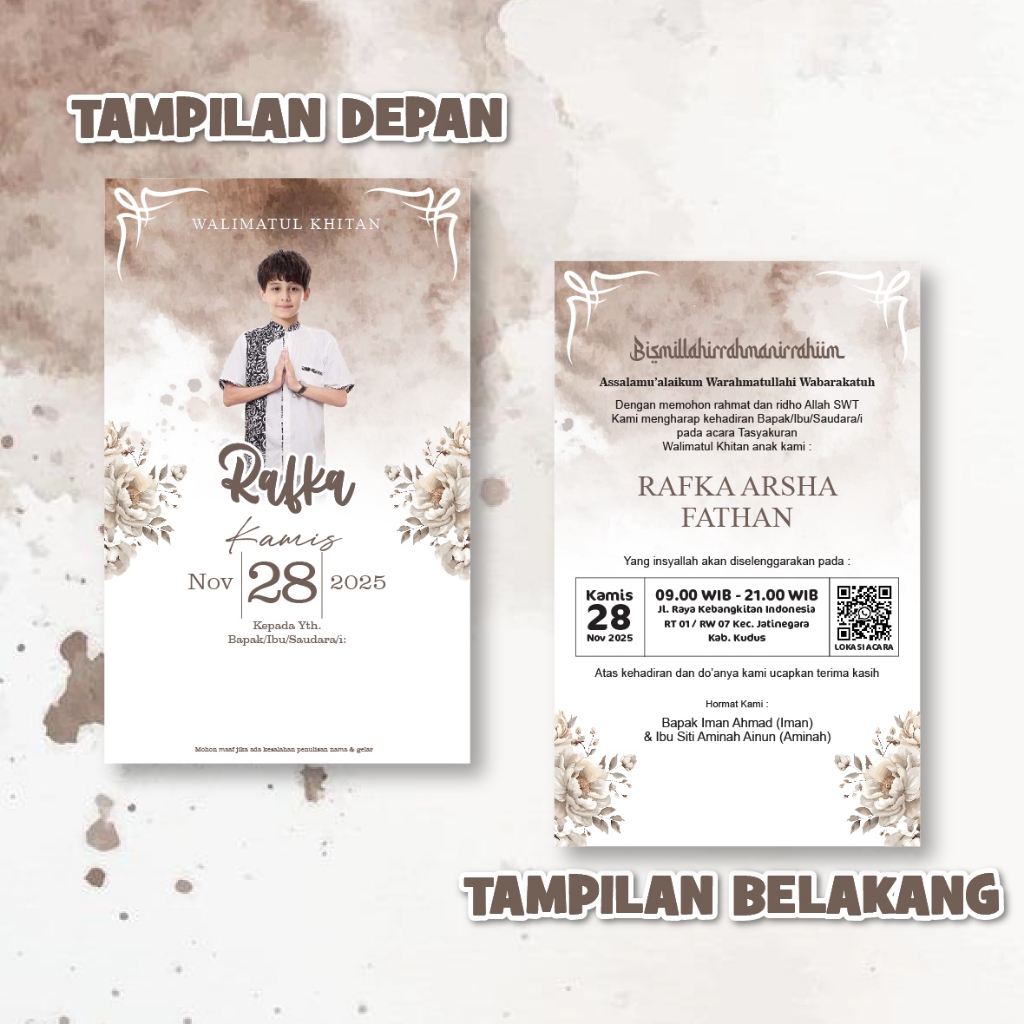 undangan walimatul khitan/undangan khitan anak/undangan murah/undangan sunatan/undangan estetik/unda