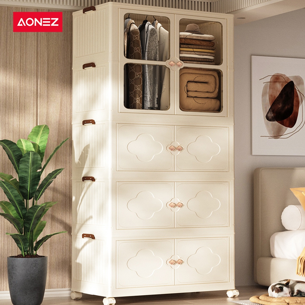 AONEZ Lemari Pakaian Anak Lemari Baju Minimalis Box Lemari Lemari Plastik Susun Penyimpanan Lemari P