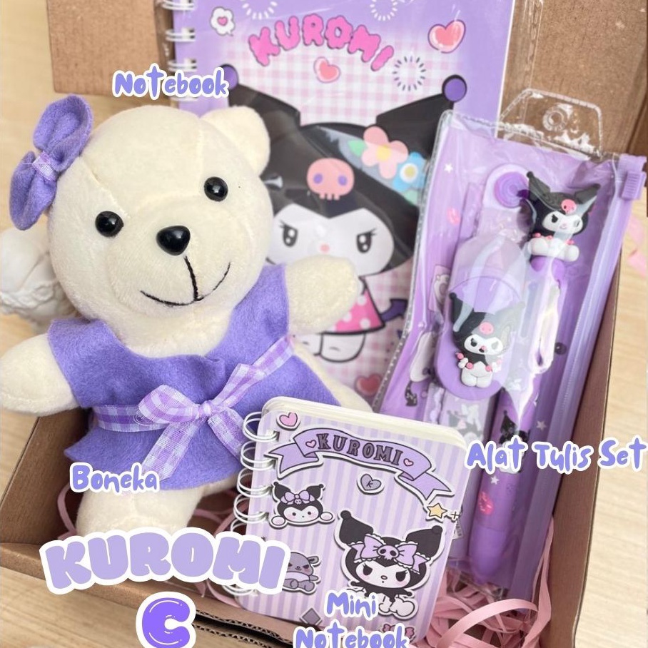 

KODE R22Q Hampers Kado Sanrio Gift box Souvenir Kuromi Cinnamonroll Melody Alat tulis Notebook hadiah anak anak