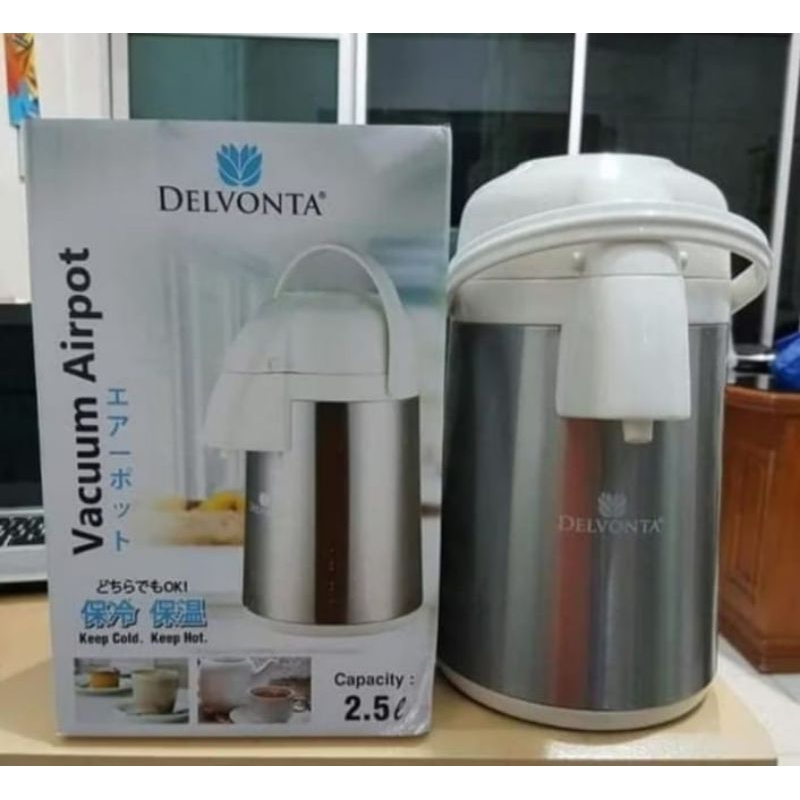 Termos Delvonta pencet pompa air panas/Delvonta vacuum Airpot