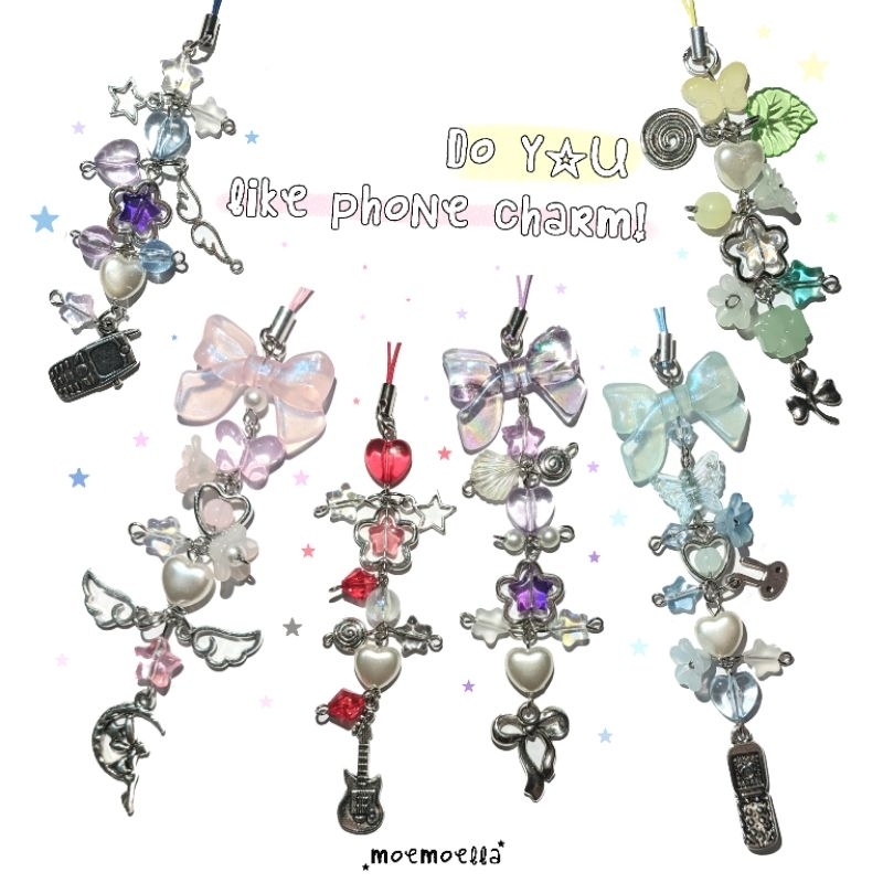 keychain phone charm | gantungan hp pink pita strap japan