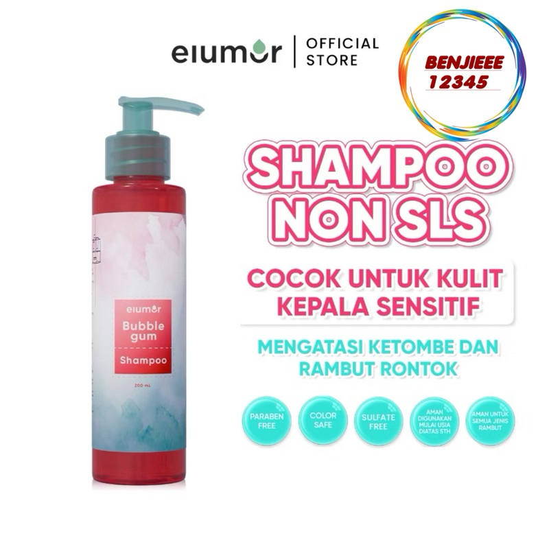 Elumor Shampoo Non Sls 200ml bubblegum elumor ELUMOR shampoo sampo rambut rontok shampo Non SLS bubb