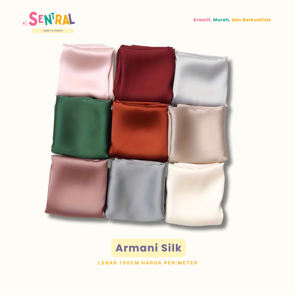 [1 Meter] Kain Satin Armani Silk Stretch Armany Silky Satin Super Fabric Saten Bridesmaid