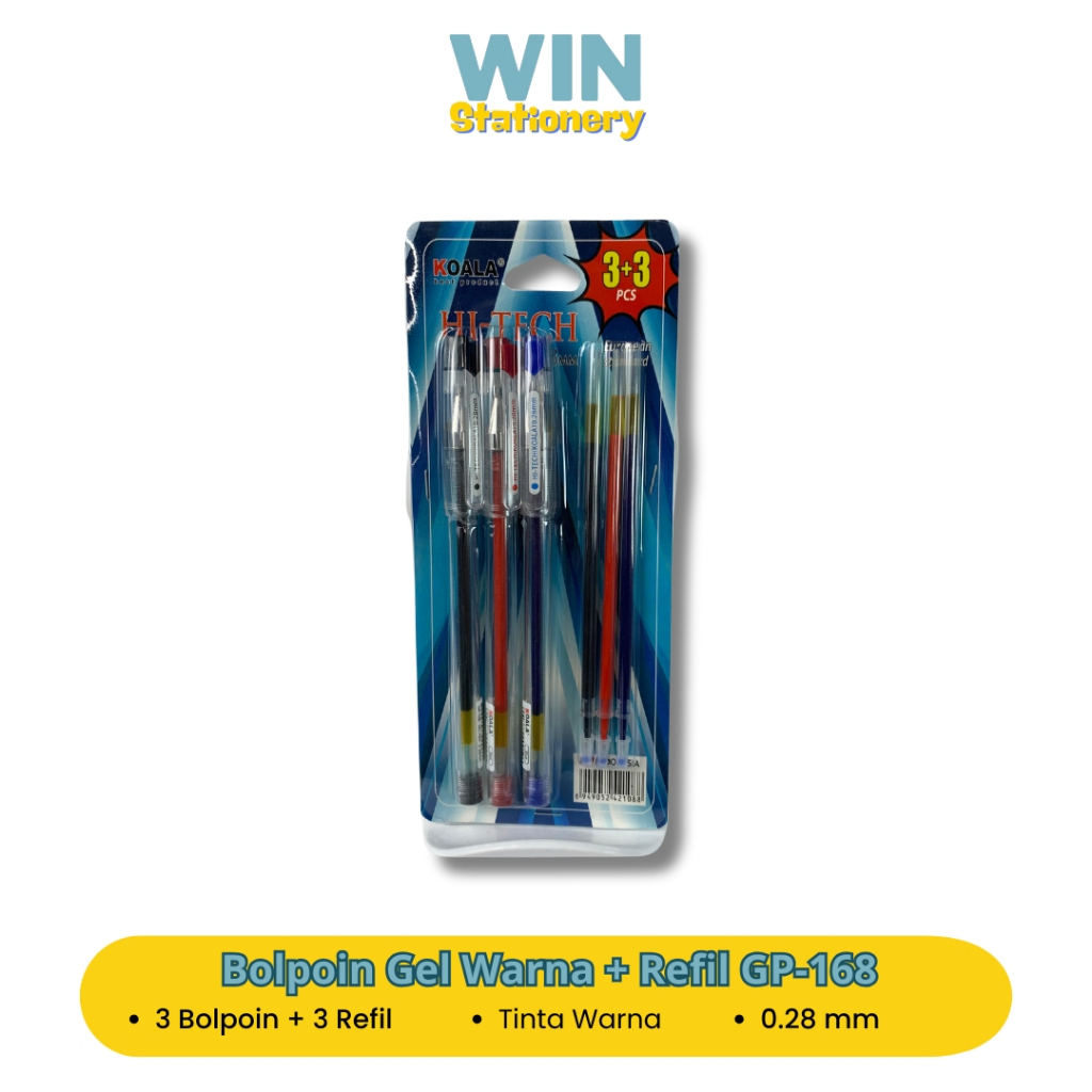 

Bolpoin Gel Ink Pen Koala GP-168 Set 3 Mix Warna