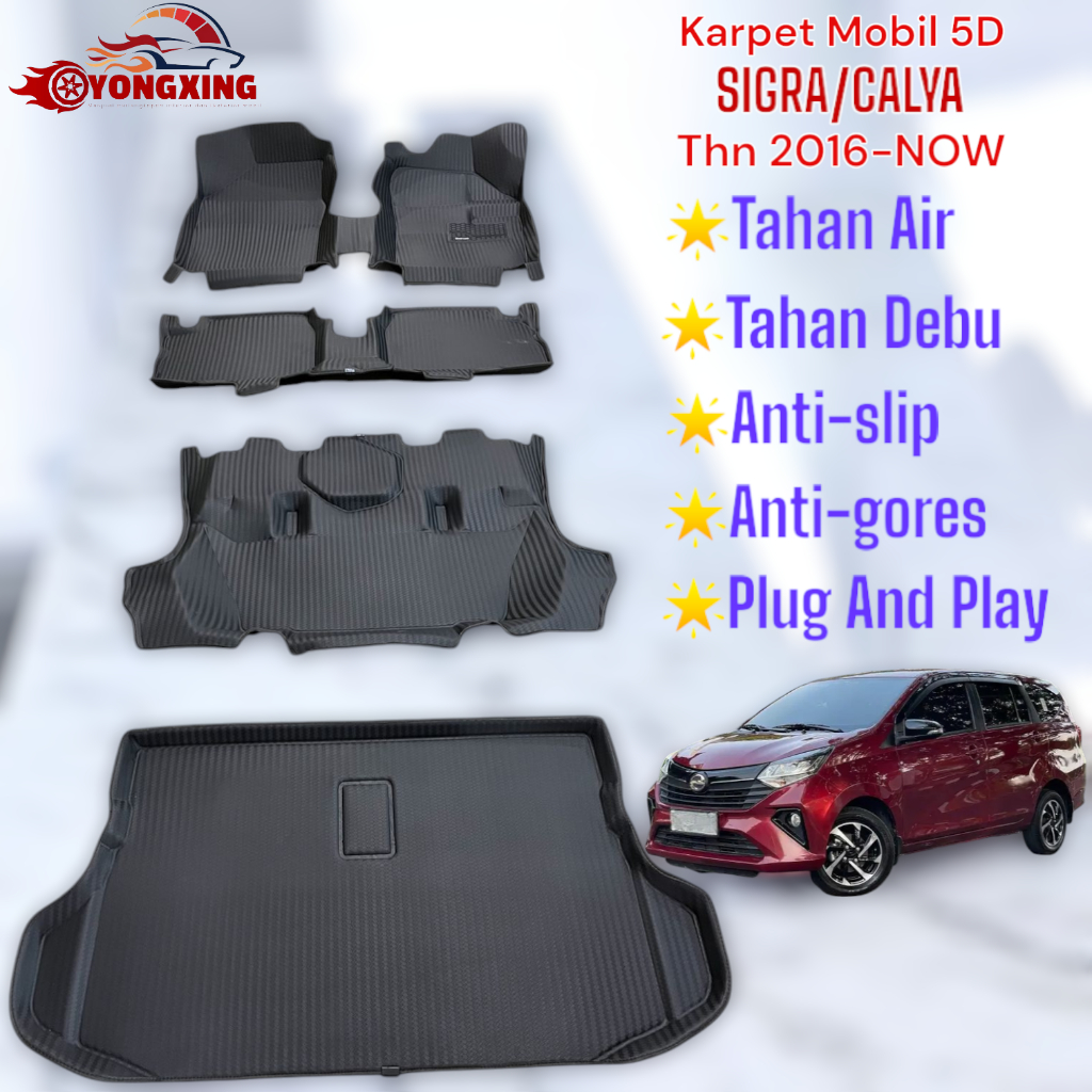 Karpet Mobil Calya Sigra / Mobil Calya Sigra Carbon bagasi anti slip Presisi Waterproof Calya Sigra 
