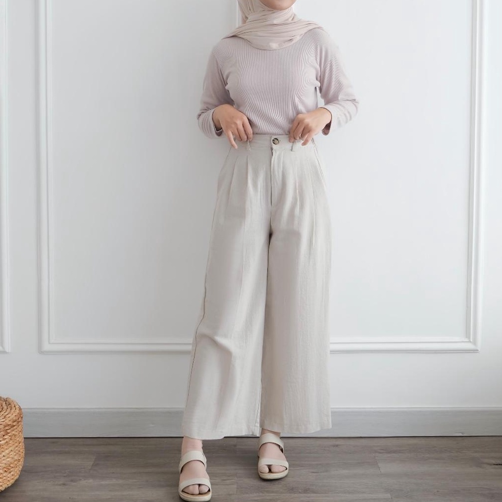 KODE E95W YEPPUOUTFIT  Anja Pants  Celana Kulot Linen Formal dan Casual