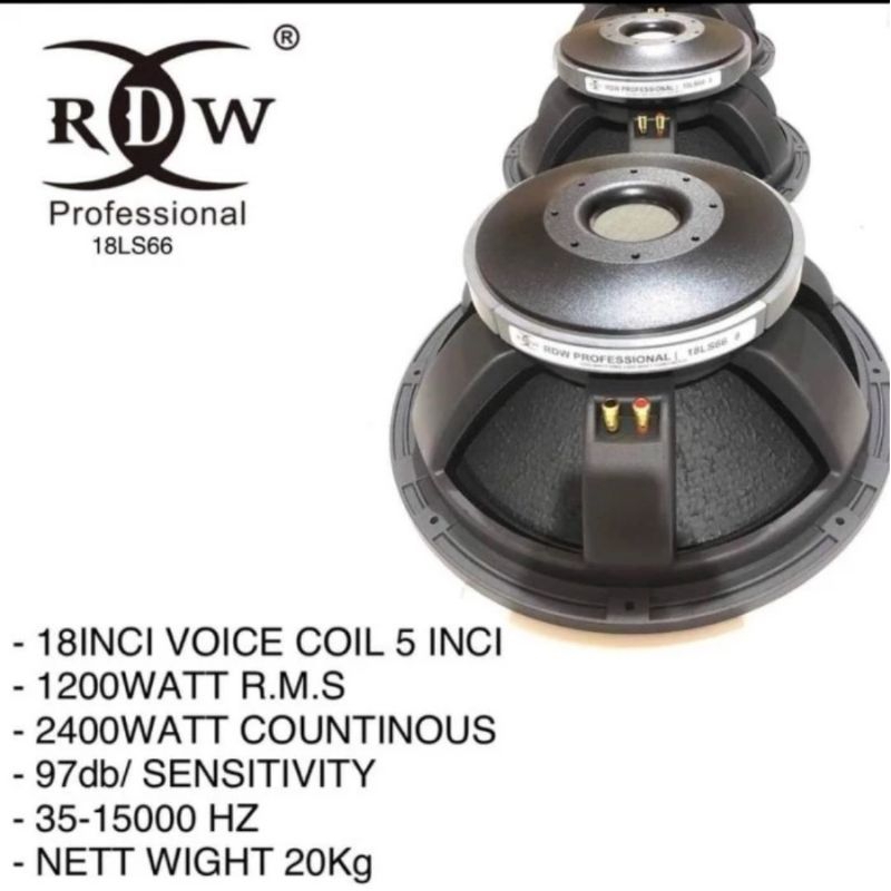 Speaker Component RDW 18LS66 Speaker professional 18 Inch 1200-2400 Watt original