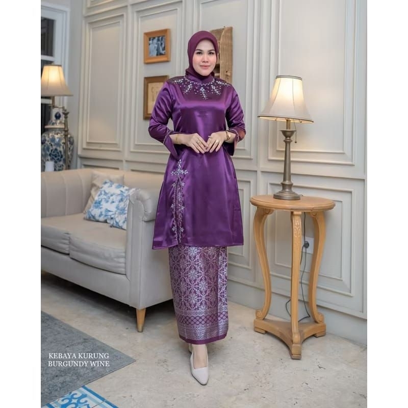 SET KEBAYA KURUNG MELAYU/KEBAYA KURUNG TAFETA PAYET/KEBAYA TAFETA