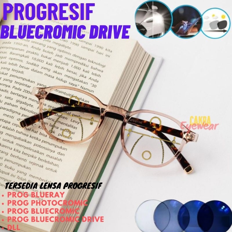 KACAMATA PROGRESIF BLUECROMIC DRIVE pria/wanita bisa request lensa minus/plus | kacamata baca plus p