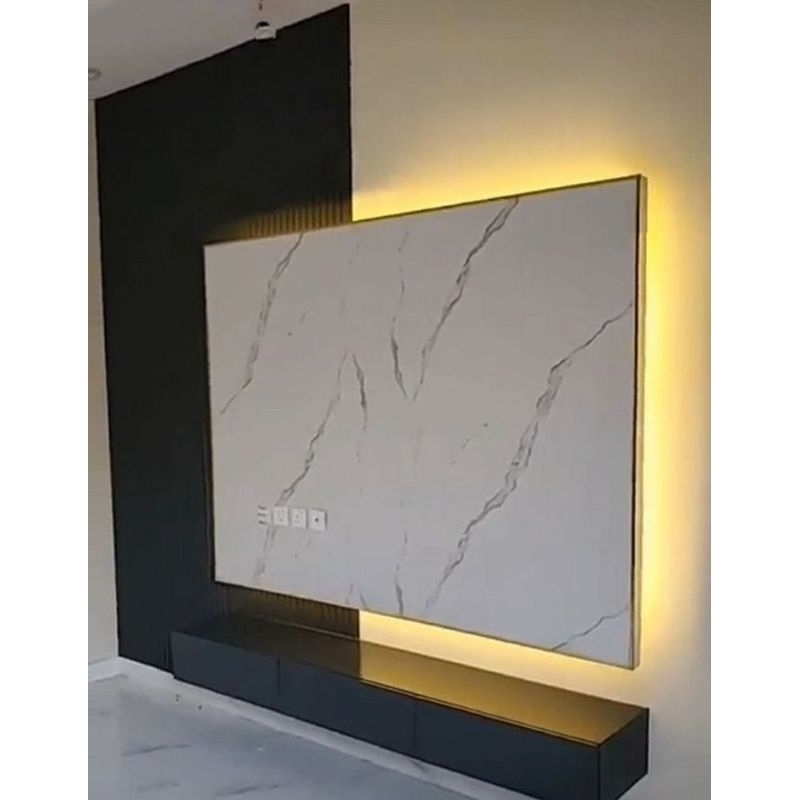 backdrop Tv backdrop dinding backwall panel dinding panel tv efek LED