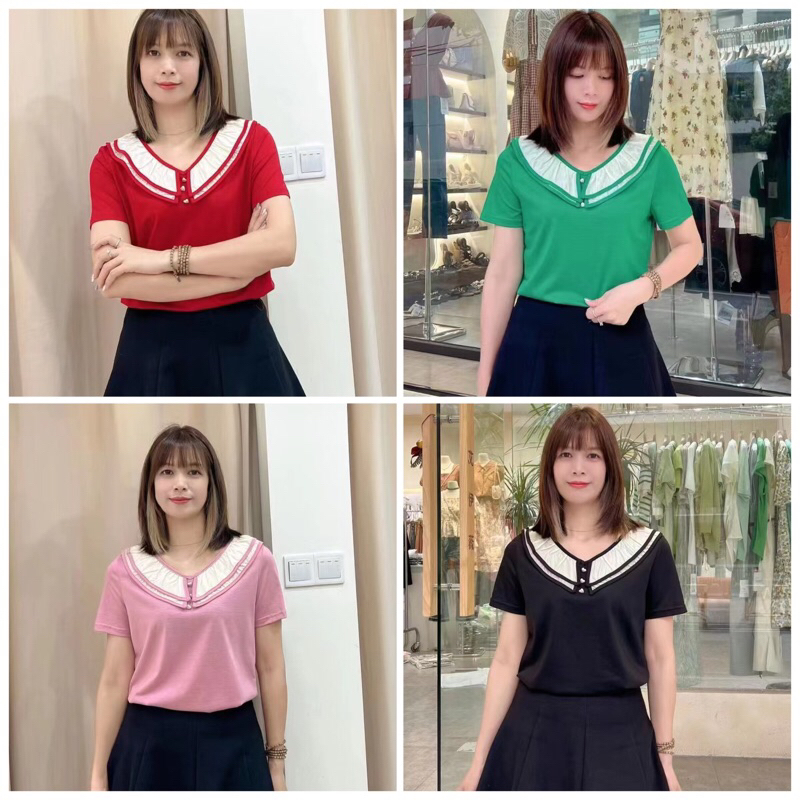 BILLENSHOP - KAOS IMPORT WANITA RENDA V-NECK