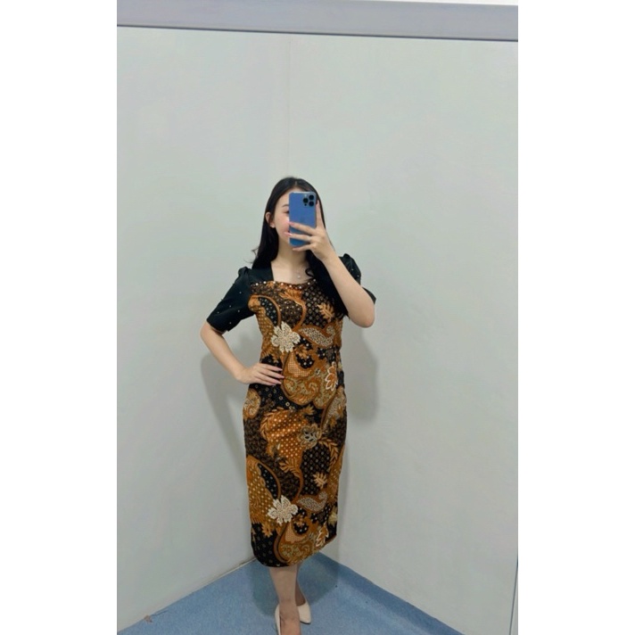 Dress Batik Lidya Dress Batik wanita kondangan dan Natal cocok untuk remaja dan Dewasa