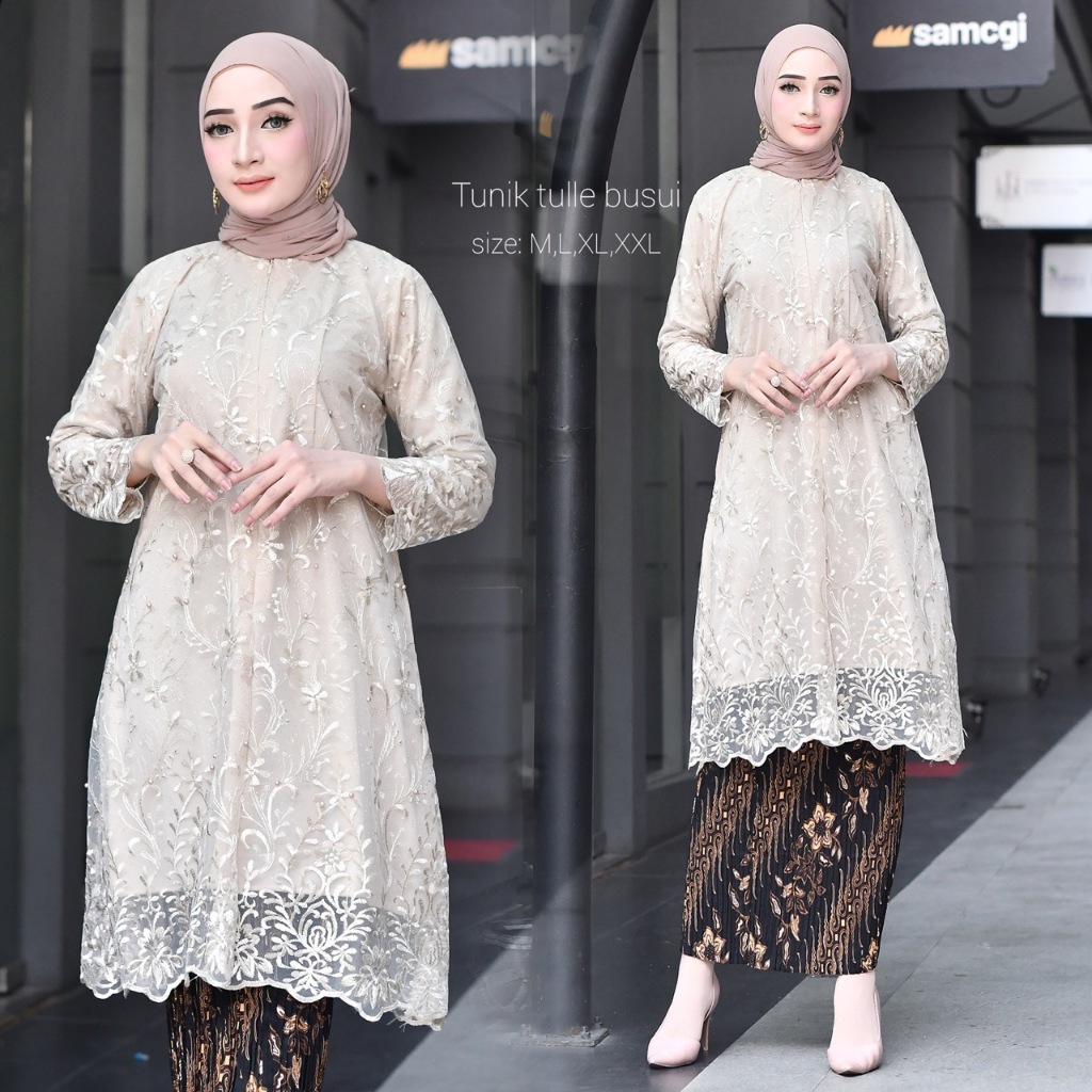 Baju Kebaya Tunik Tulle Busui/Setelan Kebaya Modern/Kebaya Kondangan/Kebaya Ibu besan