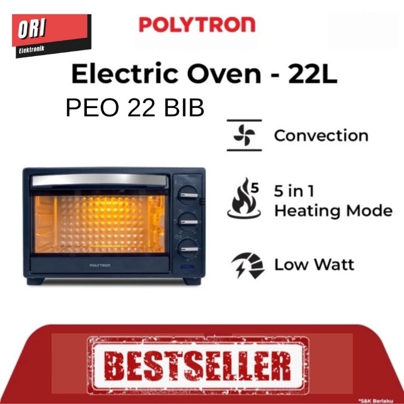 POLYTRON OVEN LISTRIK 22 LITER PEO 22B2B