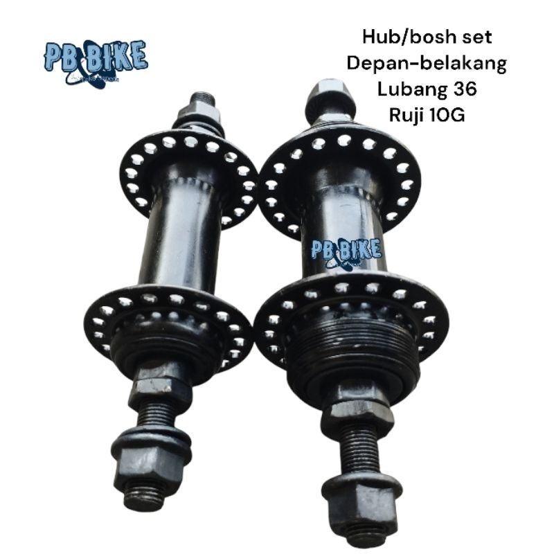 Hub Sepeda BMX lubang 36/36h Jumbo Ruji 10G bos ruji depan belakang tromol besar hitam