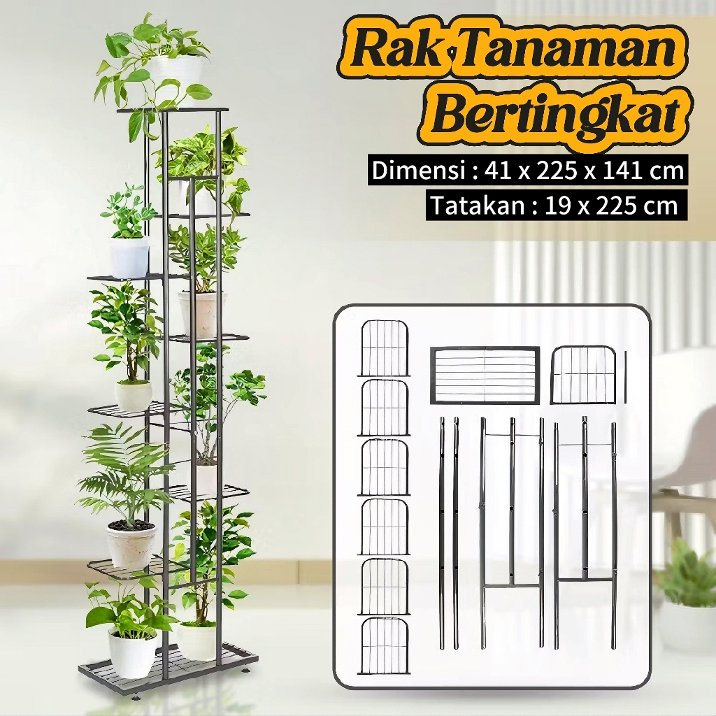 Rak Tanaman Bertingkat Rak Besi Flower Stand Rack Rak Pot Bunga Besi 8 Tingkat