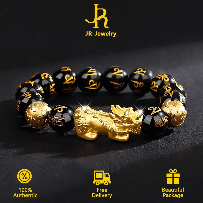 COD Free Gift Box Gelang Emas Jewelry Aesthetic Budha Manik Simbul Keberuntungan pria Asli Gelang Do