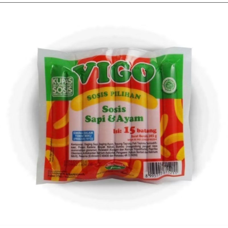 

Vigo sosis sapi dan ayam ukuran 330 gr isi 15 pcs