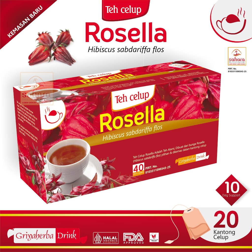 

teh rosella original griya herba ampuh mengobati sriawan anti virus tbc asam urat kanker tumor isi 20 kantong celup