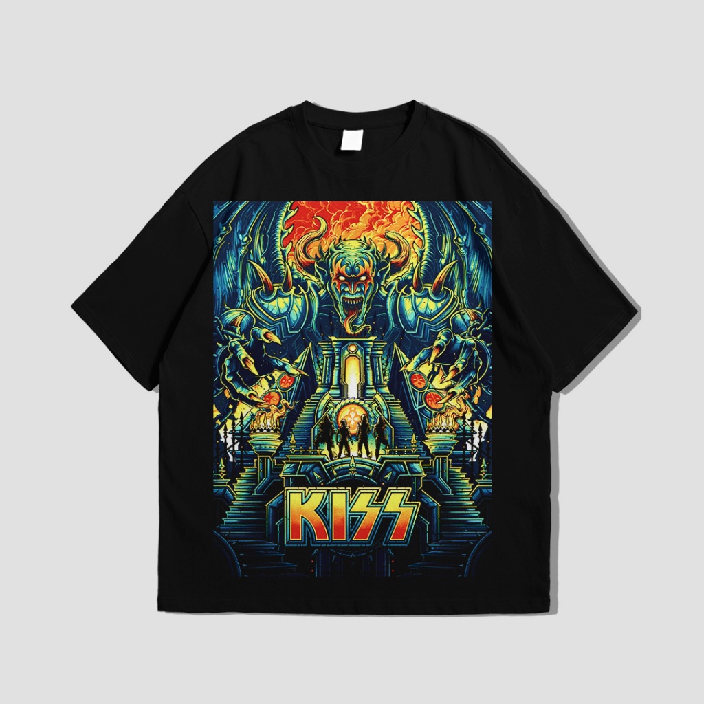 T-Shirt Kaos Band Oversize Kiss Kizz Full Print TEBAL Cotton 24S