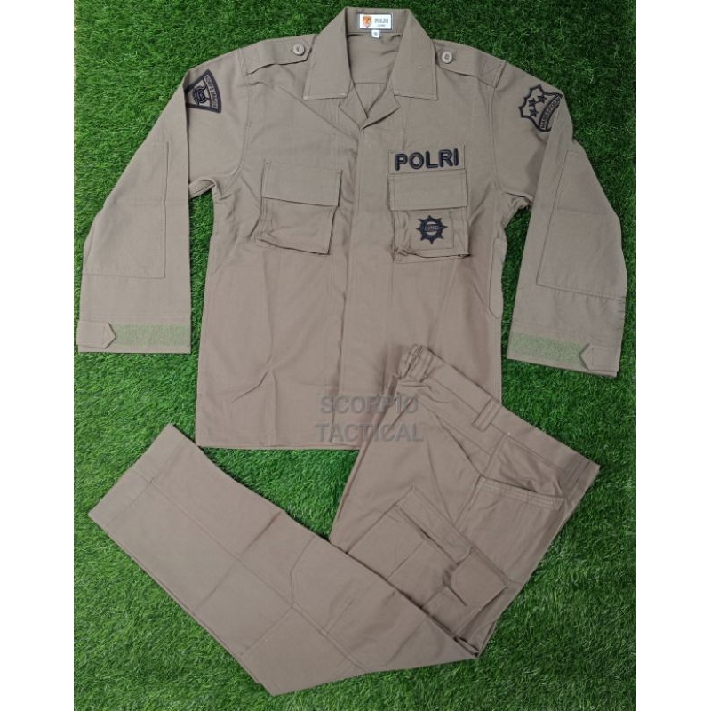 Seragam PDL Tactical Hijau Brimob Jatah 2023 Halus/Sragam Tactical Hijau Brimob Halus 2023