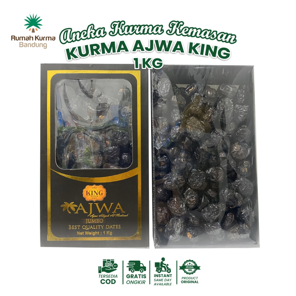 

Ajwa Jumbo King Premium 1 Kg / Kurma Ajwa Madinah Jumbo Lembut
