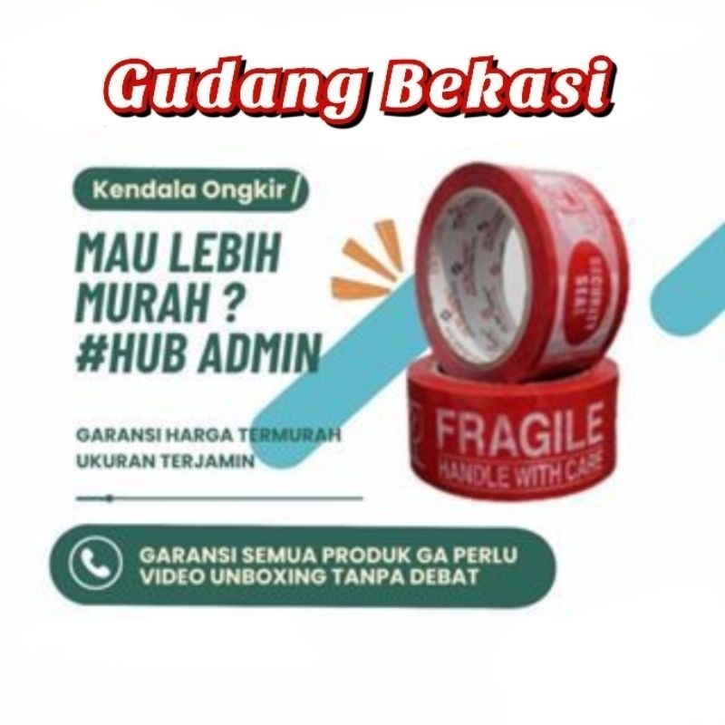 

48 mm x 100 Yard LAKBAN fragile 48mm*72 4 in 1 " HOKI " Selotip Isolasi Packing Mudah Pecah