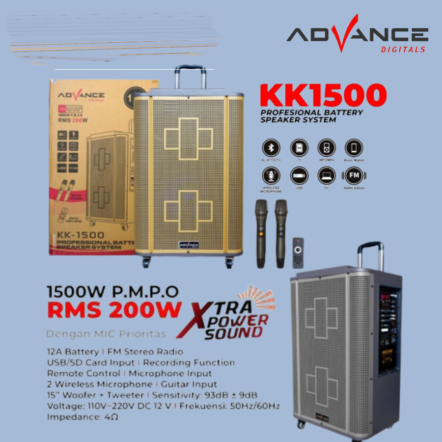Advance KK-1500 Professional Speaker [15 Inch] 1500W - Garansi Resmi