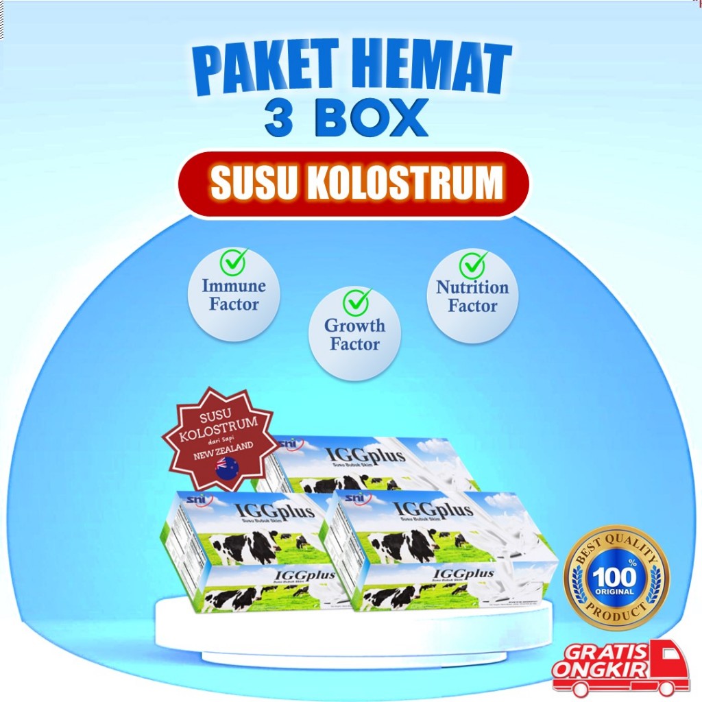 

3 BOX SUSU KOLOSTRUM dari IGGPLUS PAKET HEMAT HARGA TERMURAH ORIGINAL-NUTRISI LENGKAP KAYA MANFAAT