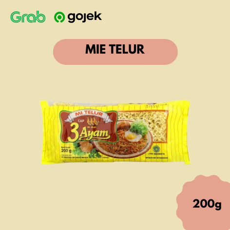 

Mie Telur Cap 3 Ayam 200 gram - Mie Keriting