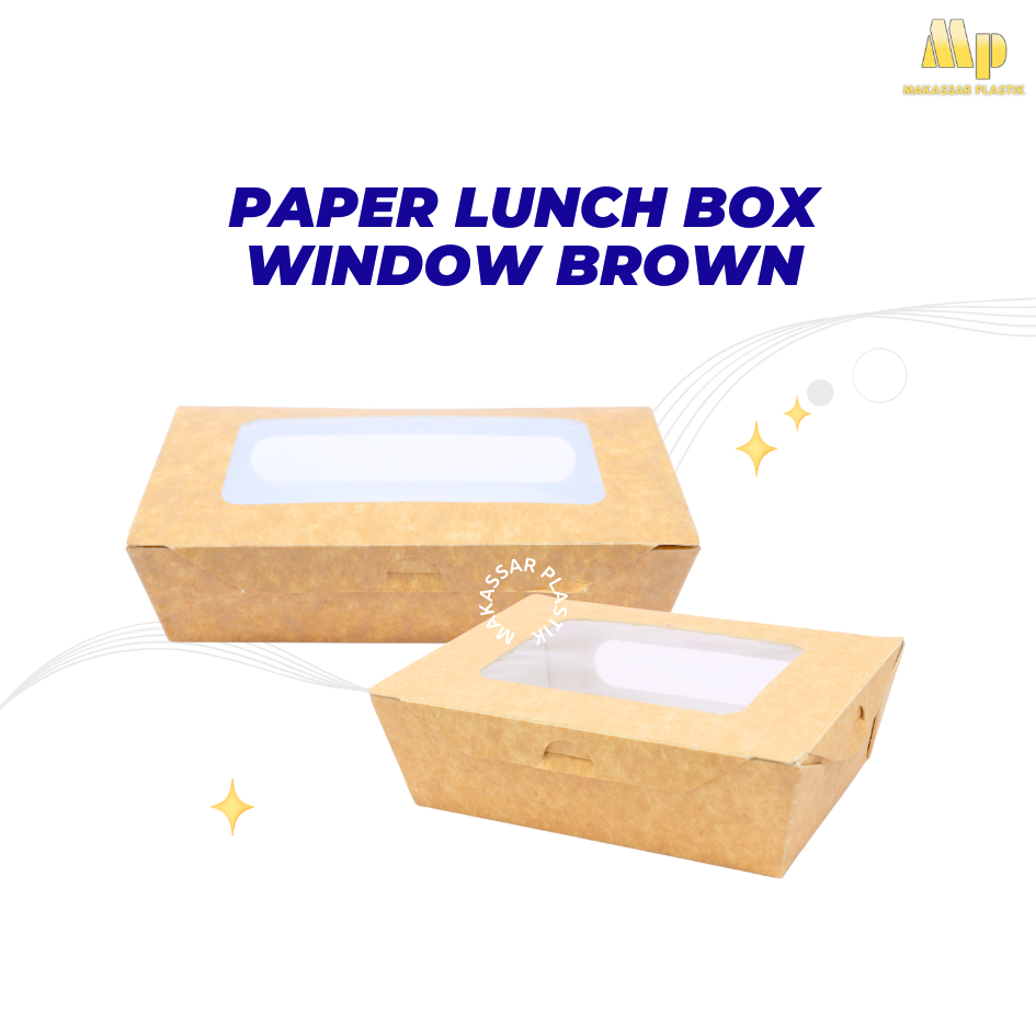PAPER LUNCH BOX WINDOW BROWN / KOTAK NASI WINDOW / LAMINASI WINDOW KRAFT @ 50 PCS