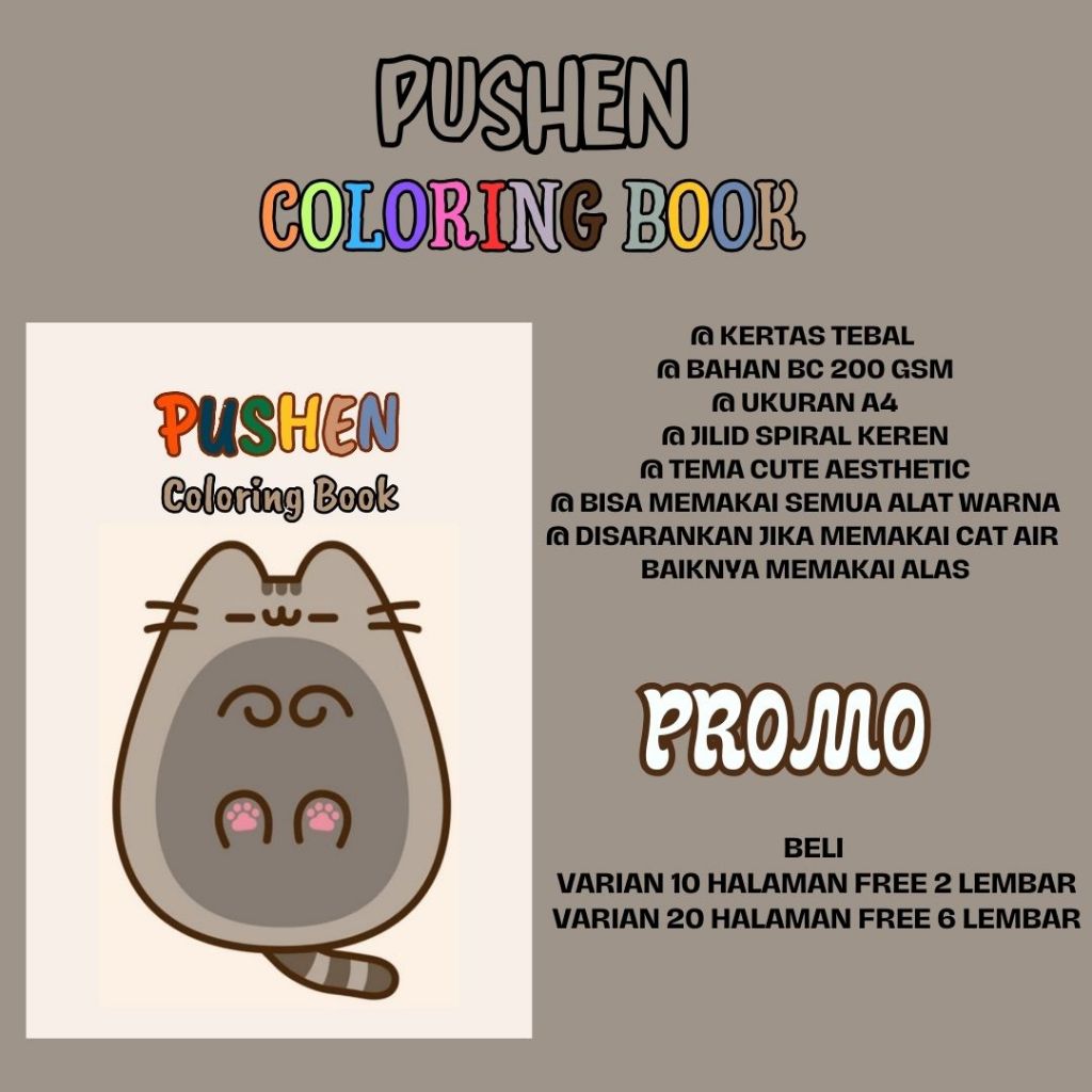 

PUSHEN Coloring Book Buku Mewarnai Menggambar Sketsa Cute Aesthetic Kertas BC Tebal Murah Premium