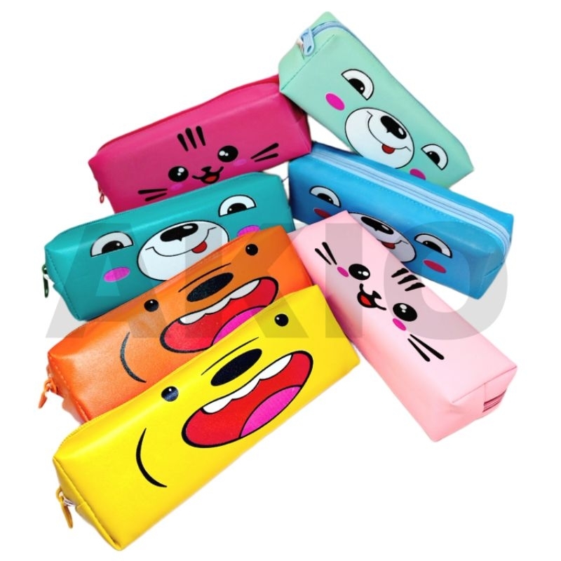 

Tempat Pensil Anak Perempuan Laki Laki Karakter SMILE ANIMAL FACE Wajah Lucu Zipper Ziper Resleting Pouch SHINTOENG ST.564.C