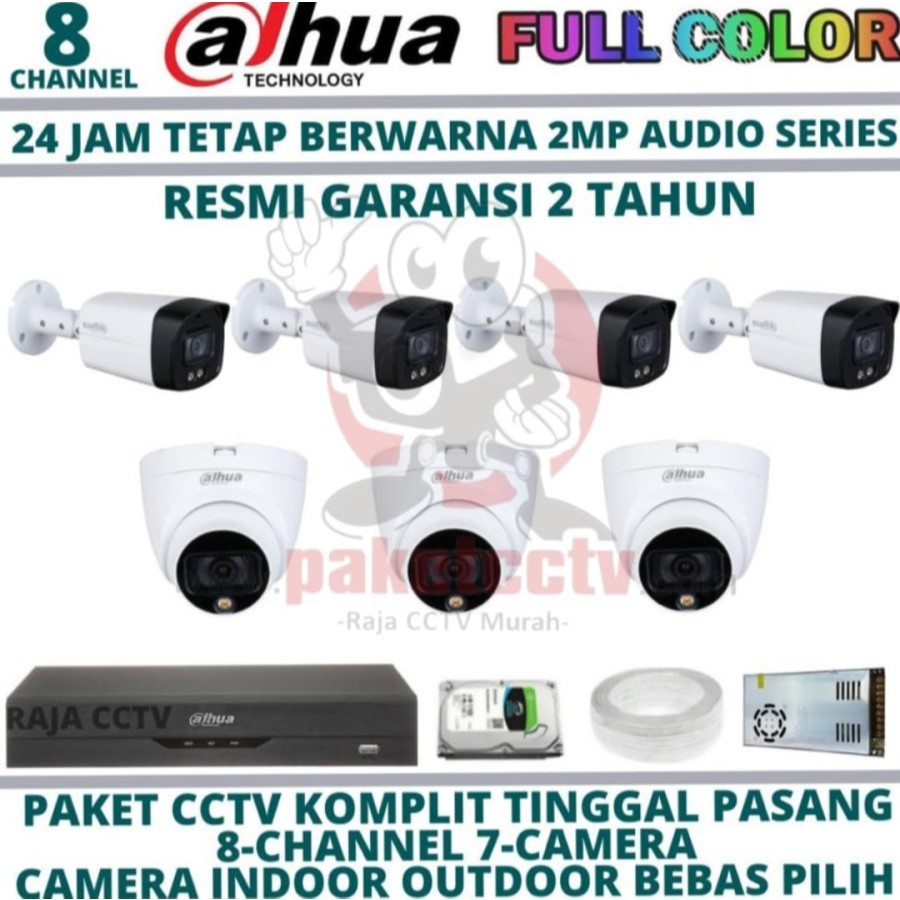 PAKET CCTV D@HUA 2MP 7CAMERA COLORVU CAMERA CCTV
