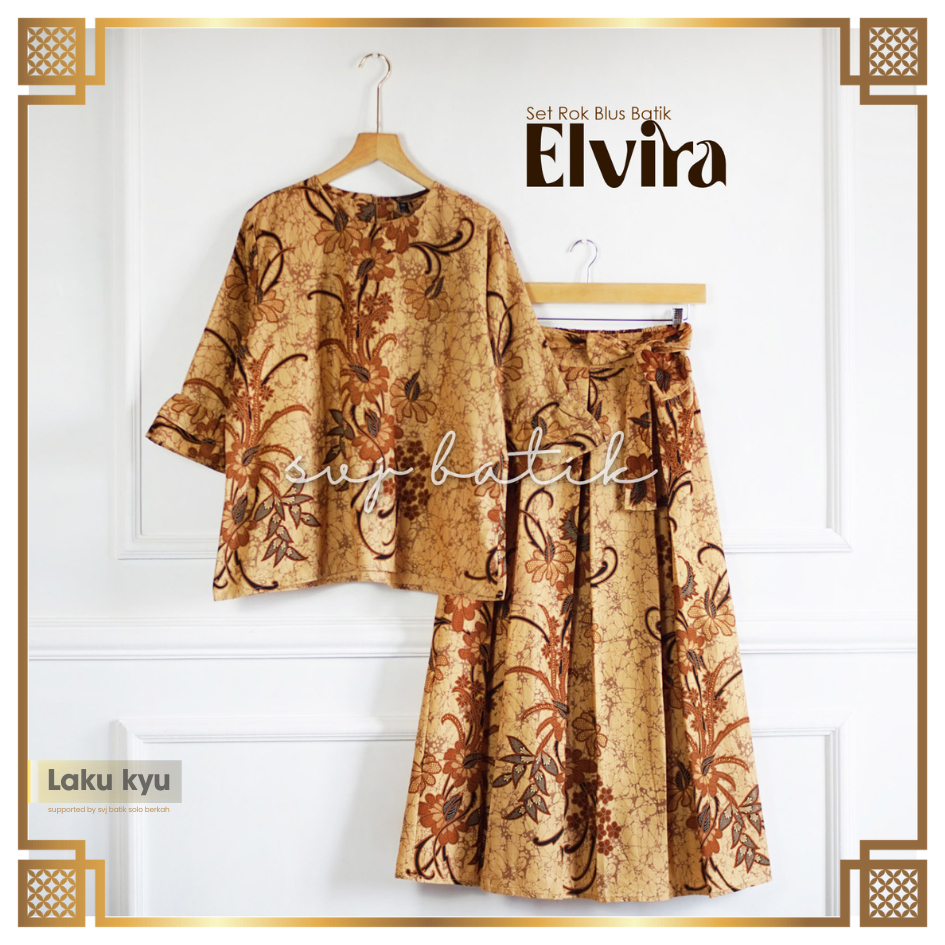 SETELAN BATIK WANITA BATIK SET EKSKLUSIF ELVIRA ROK DAN BLOUSE ORIGINAL BY SVJ BERKUALITAS