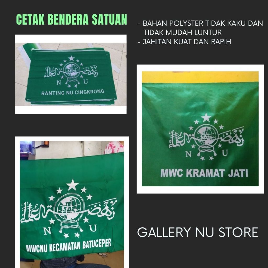 BENDERA NU SATUAN TAMBAH NAMA DAERAH Ukuran 90X60
