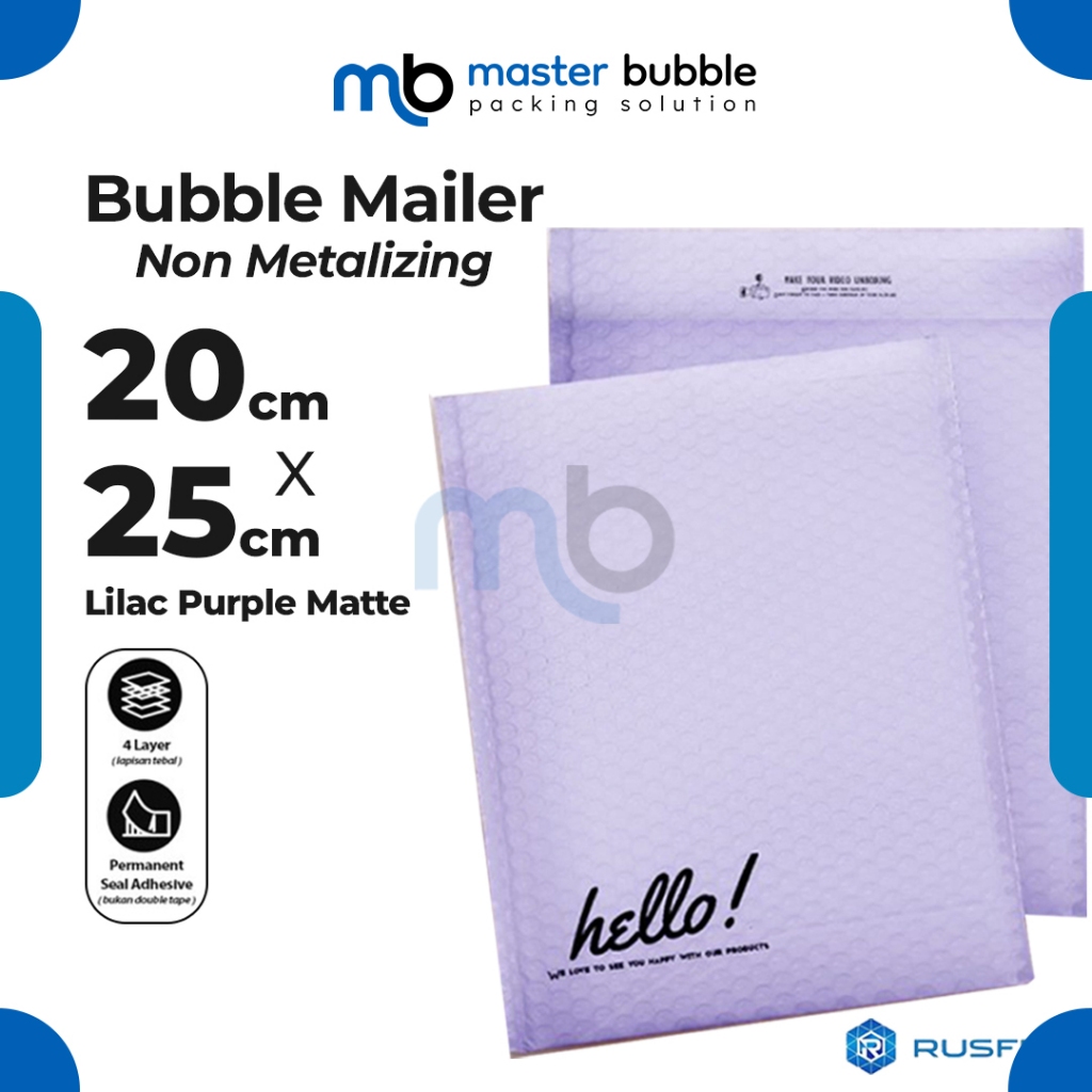 Amplop Envelope Warna Lilac Bubble Mailer 20 x 25 cm / Security Bag Mailer Rusfet Harga Ecer Satuan