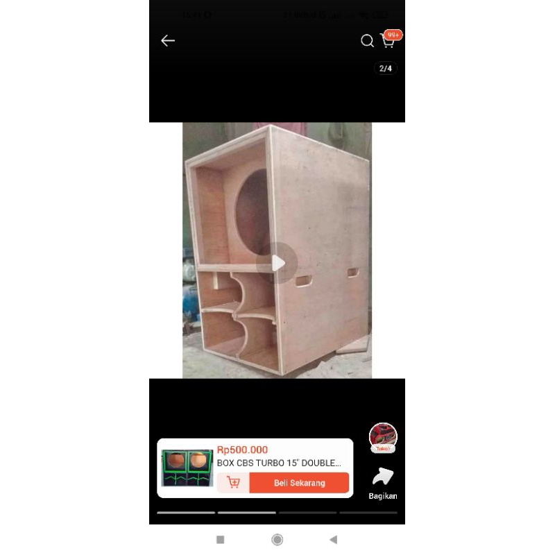 Box cbs turbo 15" single multiplek semi meranti 18 mm