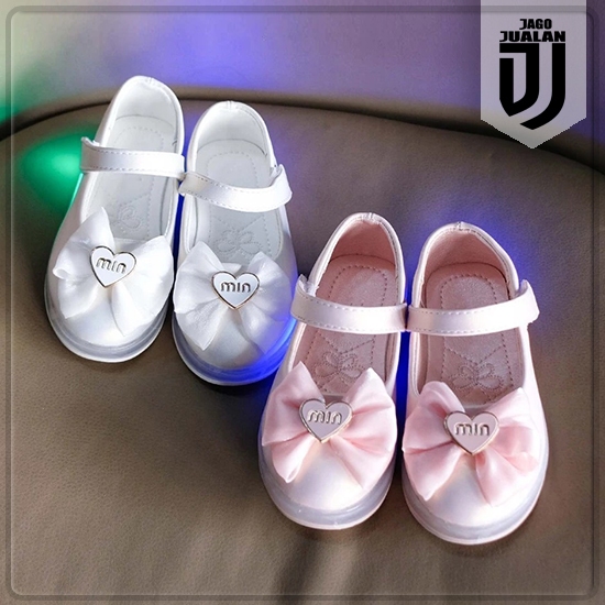 Sepatu Balet LOVE Lampu LED Anak Perempuan usia 2 3 4 5 6 Tahun / Sepatu Slip On Pesta Anak Perempua