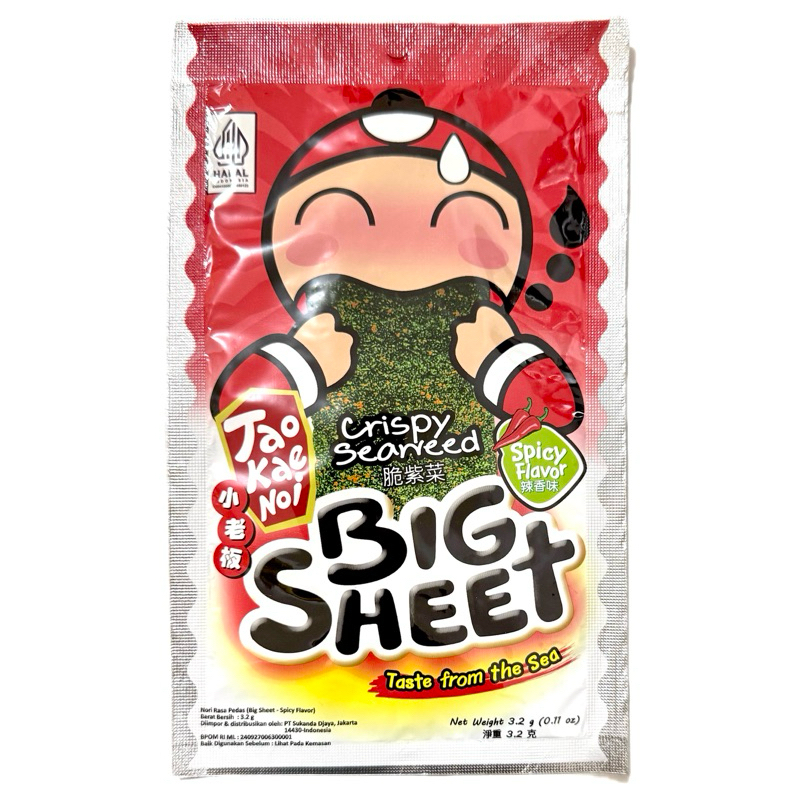 

Tao Kae Noi Crispy Seaweed Big Sheet Spicy Flavor 3,2g