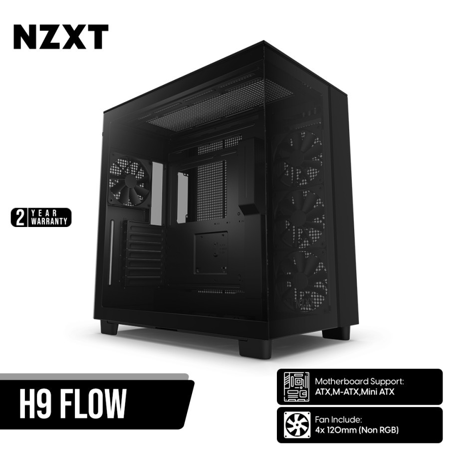 NZXT H9 Flow Dual-Chamber Mid-Tower Airflow ATX Case