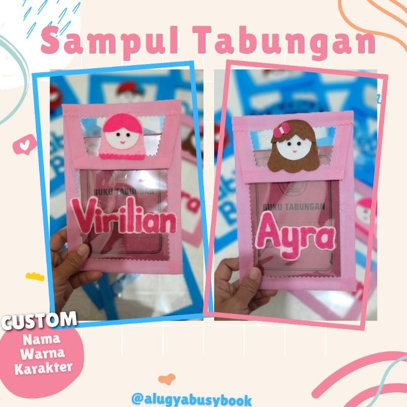 Cover Buku Tabungan Anak/ tempat tabungan sekolah/ cover SPP Custom Nama dan karakter